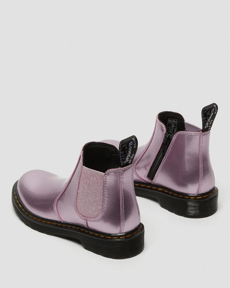 Kids' Dr Martens Junior 2976 Metallic Chelsea Boots Pink | AU 668XYU